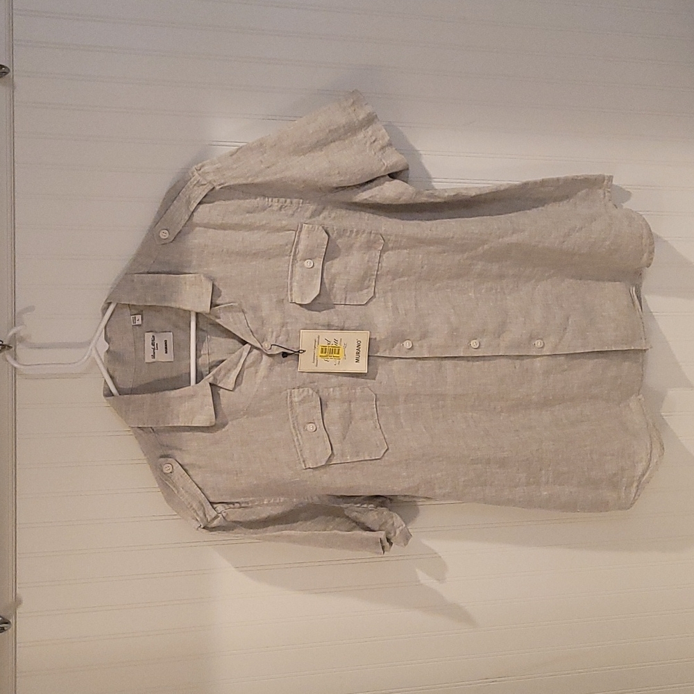 NWT Murano Baird McNutt 100% Linen  short sleeve shirt L